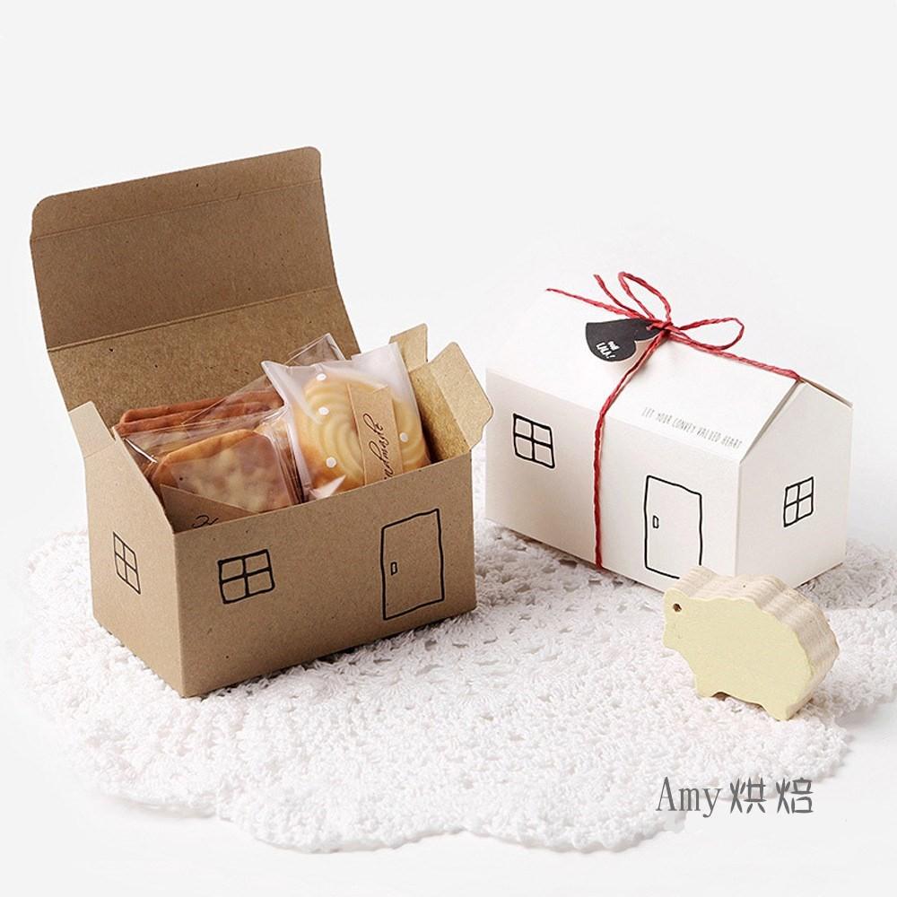 Amy烘焙網:附紅繩,吊卡/手繪小房子造型包裝盒/巧克力禮盒/手工餅乾包裝盒/創意包裝盒/婚宴/禮品盒