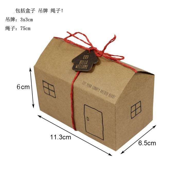 Amy烘焙網:附紅繩,吊卡/手繪小房子造型包裝盒/巧克力禮盒/手工餅乾包裝盒/創意包裝盒/婚宴/禮品盒