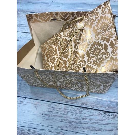 Amy烘焙網:高檔奢華燙金壓紋提袋/橫式手提袋/月餅盒提袋