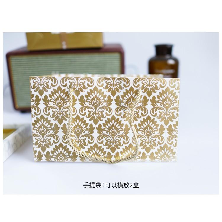 Amy烘焙網:高檔奢華燙金壓紋提袋/橫式手提袋/月餅盒提袋