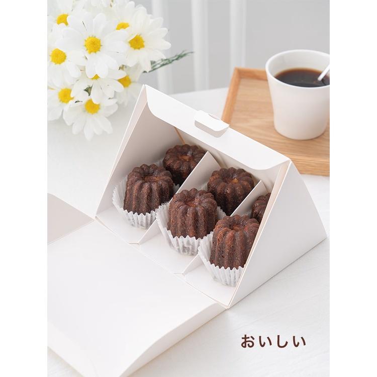 Amy烘焙網:5入/日系簡約包裝盒3粒/6粒白色可露麗包裝盒/小蛋糕盒/三角可麗露包裝盒/可露麗