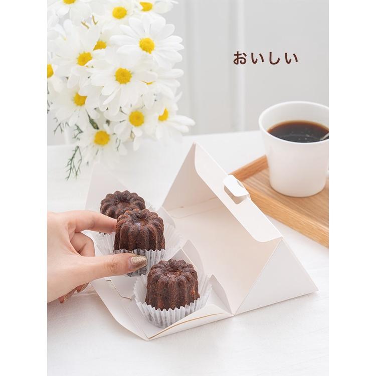 Amy烘焙網:5入/日系簡約包裝盒3粒/6粒白色可露麗包裝盒/小蛋糕盒/三角可麗露包裝盒/可露麗