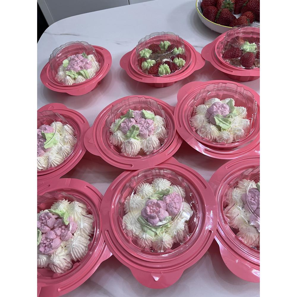Amy烘焙網:50套入商用加厚防霧/復古花籃蛋糕盒/甜點盒/慕斯蛋糕包裝盒/甜點吸塑盒/提拉米蘇包裝盒