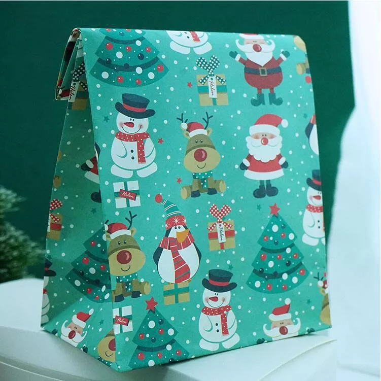 Amy烘焙網:5入/聖誕老人餅乾袋平口紙袋/禮物包裝/聖誕禮品袋/DIY烘焙點心包紙袋/打包袋