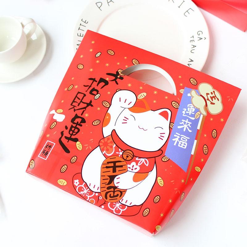 Amy烘焙網:大號5入/招財貓白卡紙禮盒提盒/糖果包裝提盒/雪花酥雪Q餅提盒/牛扎糖包裝盒