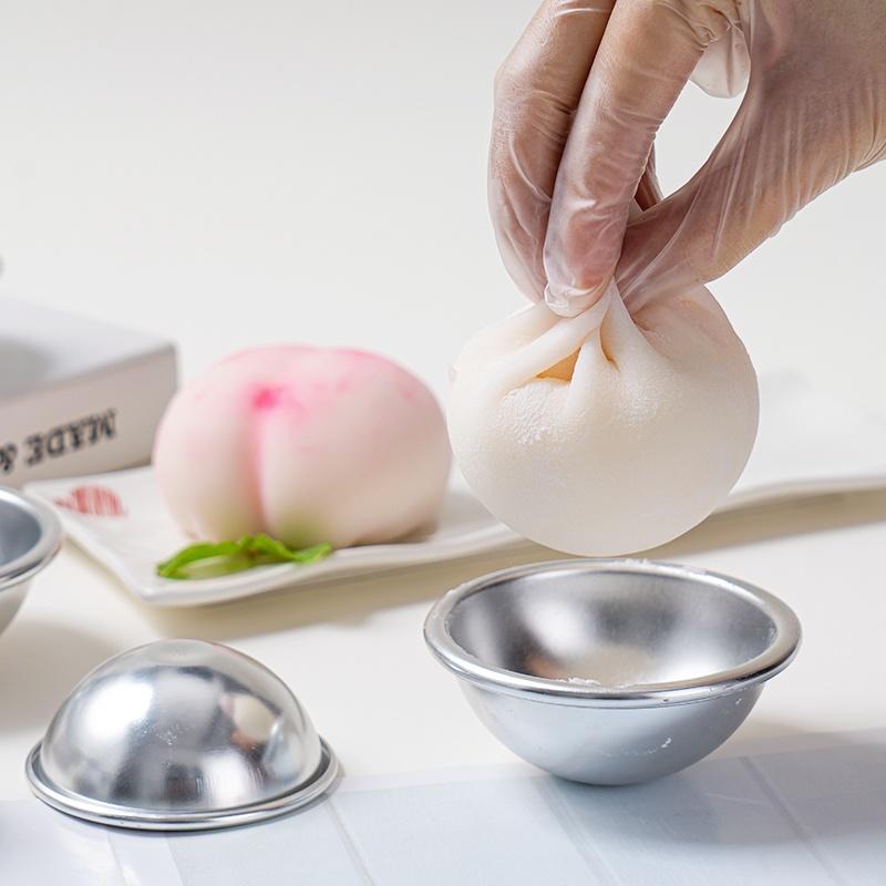 Amy烘焙網:淺半圓陽極鋁合金大福模具/雪媚娘模/圓球型模/DIY烘焙工具用品