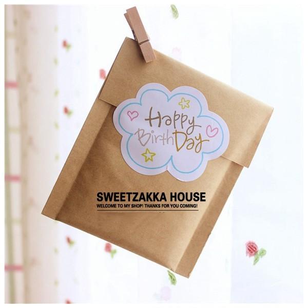 Amy烘焙網:12枚/韓版雲朵手繪happy birthday生日快樂裝飾貼紙/生日快樂封口貼/生日快樂祝福封口貼