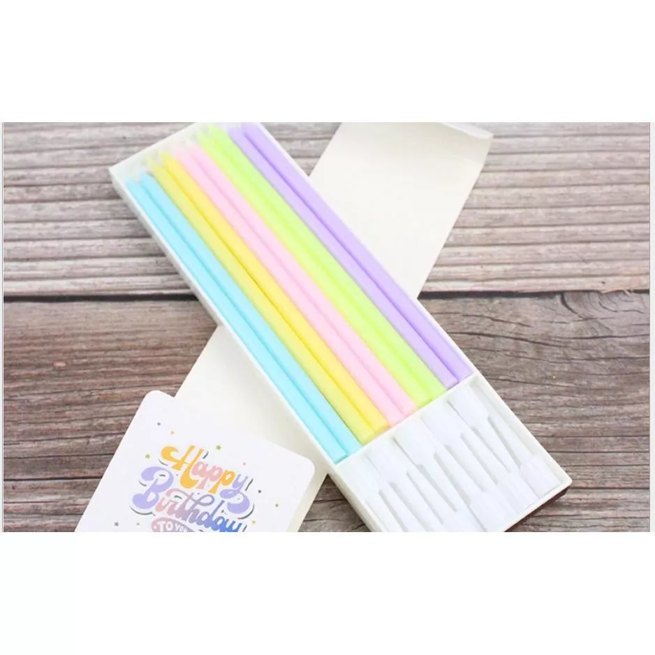 Amy烘焙網:10支裝/15cm彩虹長桿鉛筆式無煙蠟燭/慶生蠟燭/生日蠟燭/蛋糕生日蠟燭