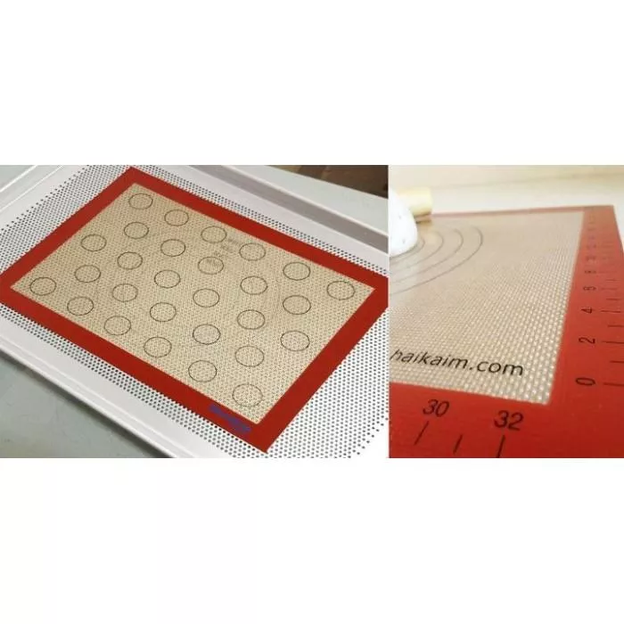 Amy烘焙網 ：藍點雙面馬卡龍烘培整形不沾揉麵墊 耐高溫烘焙墊　烤盤墊