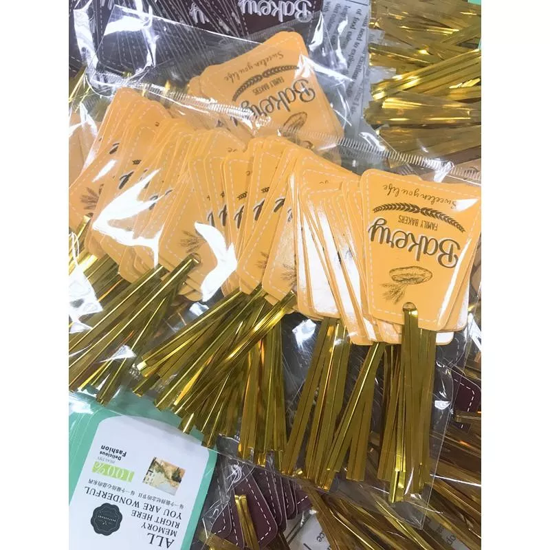 Amy烘焙網:50入/吐司袋封口扎絲吊牌/吊牌扎絲/標籤/封口扎絲/吊卡/促銷