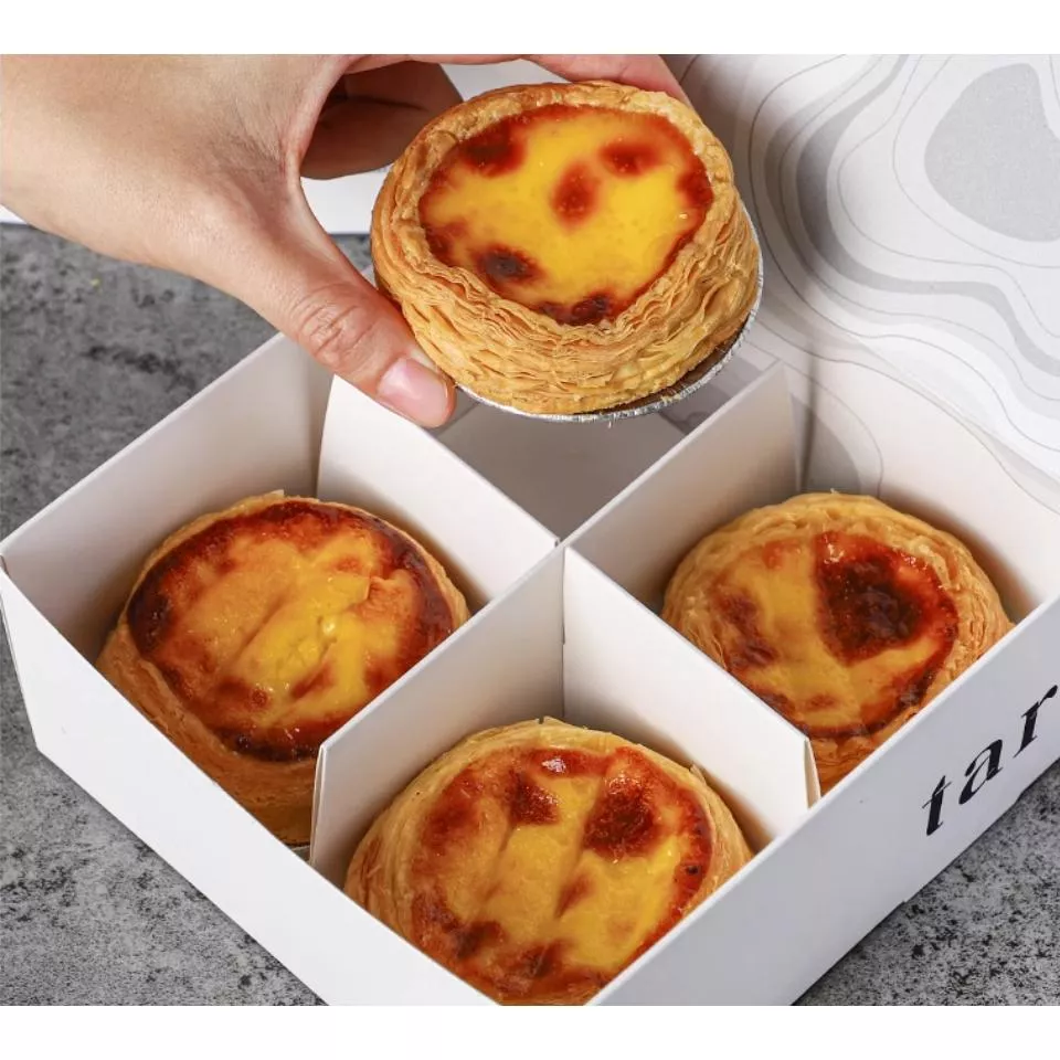 Amy烘焙網:附繩附吊卡4格蛋塔包裝盒/4格泡芙盒/檸檬塔可麗露杯子蛋糕包裝盒/大福包裝盒/手工餅乾包裝盒