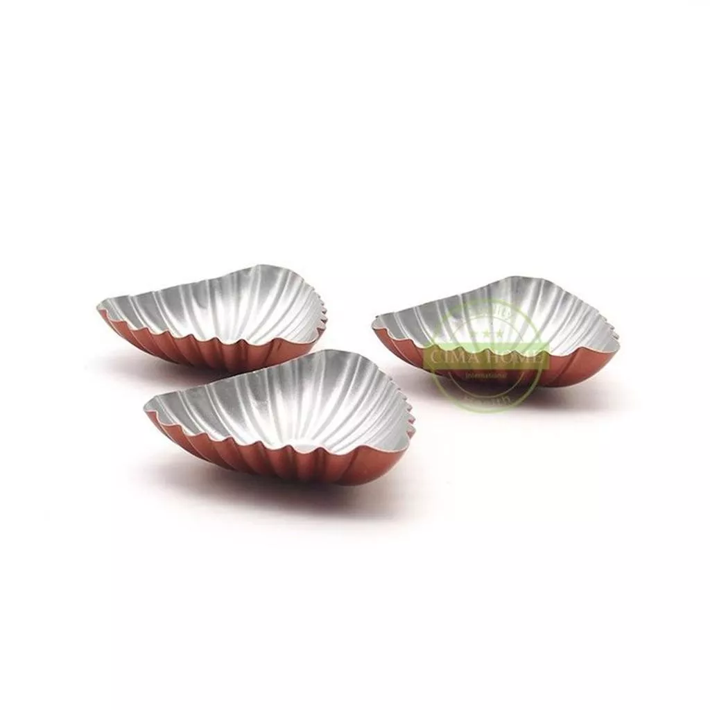 Amy烘焙網:出清8個/美國原單Xylan®系列Ruby red香檳金貝殼花型模/水果塔