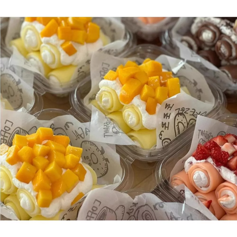 Amy烘焙往:50套入含黑白封口貼/PET硬盒網紅提拉米蘇盒/4寸巴斯克蛋糕包裝盒/慕斯甜品漢堡打包盒/一次性透明盒