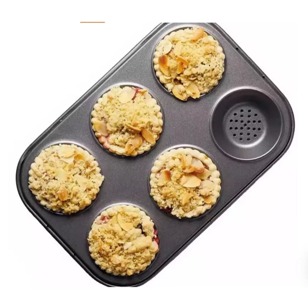 Amy烘焙網:外貿重型鋼6連沖孔不沾塔模/檸檬塔蘋果派甜酥餅烤盤/迷你甜塔烤盤