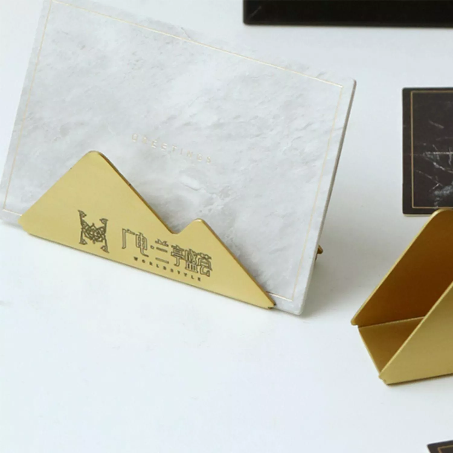 黃銅山型名片座 黃銅刻字