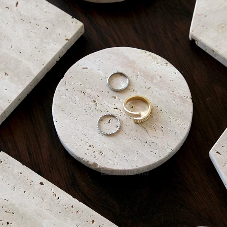 ONE TRAVERTINE｜天然洞石杯墊 10cm