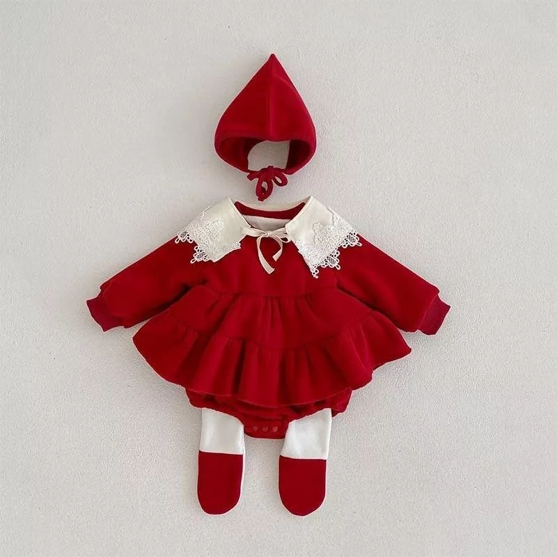 CN｜現貨｜冬季加絨包屁衣裙+帽