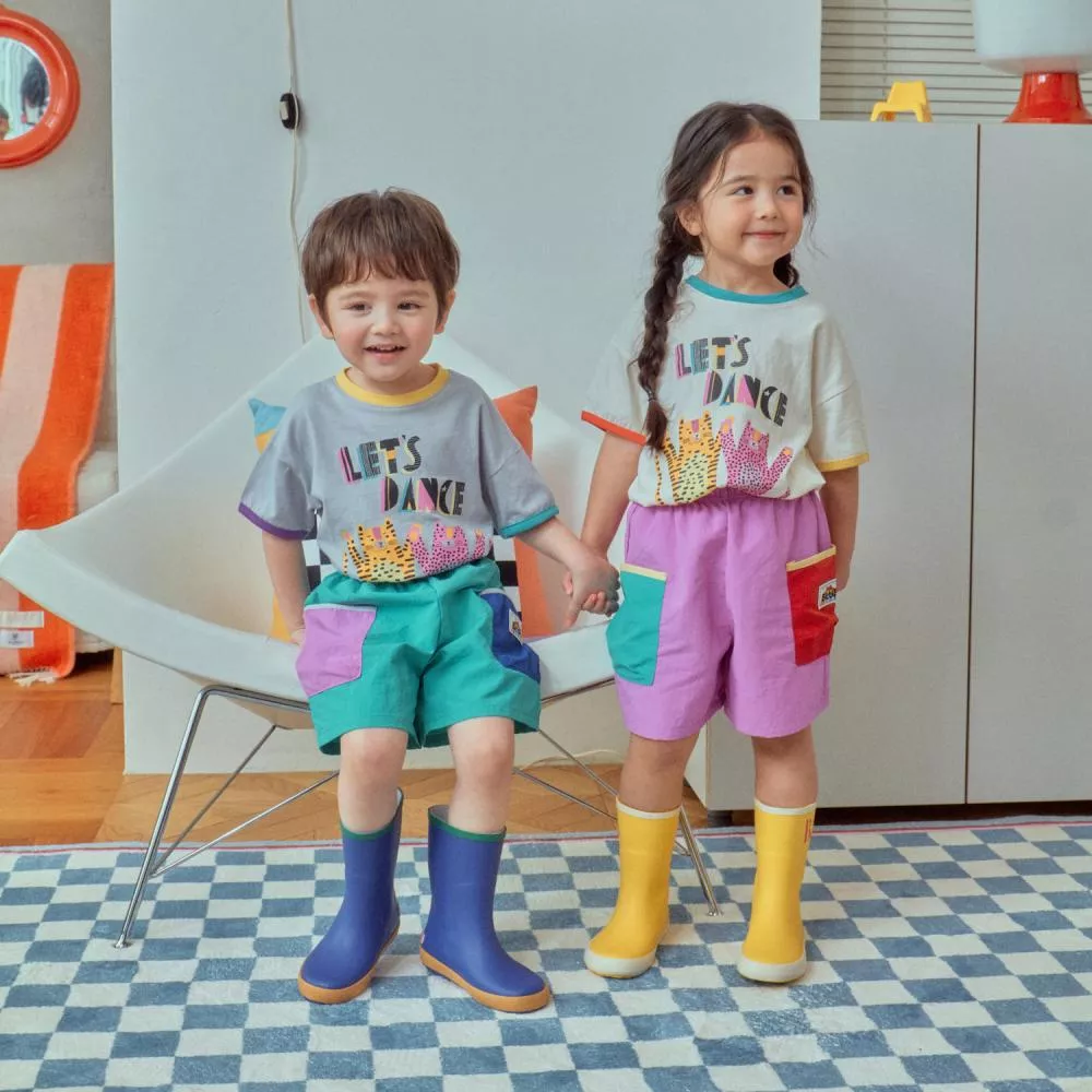 1ST BLUE｜韓國童裝｜色塊大口袋鬆緊短褲 2色