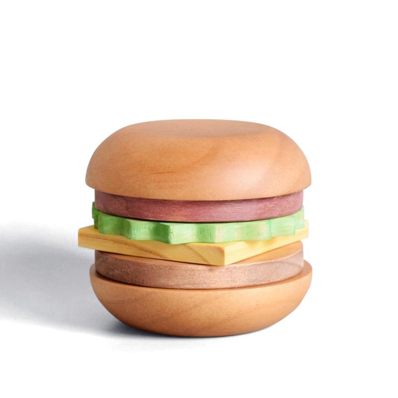 Rivers HAMBURGER COASTERS STAX PLUS 漢堡造型 木製杯墊套組