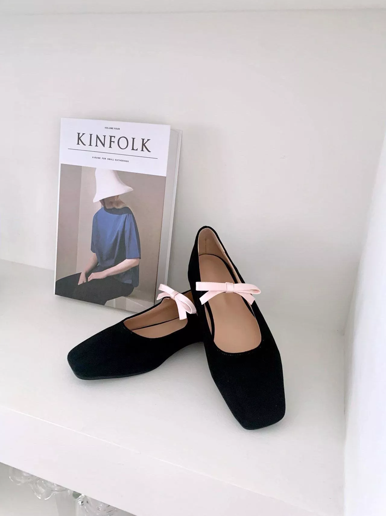 亮點粉紅蝴蝶結平底鞋 #411