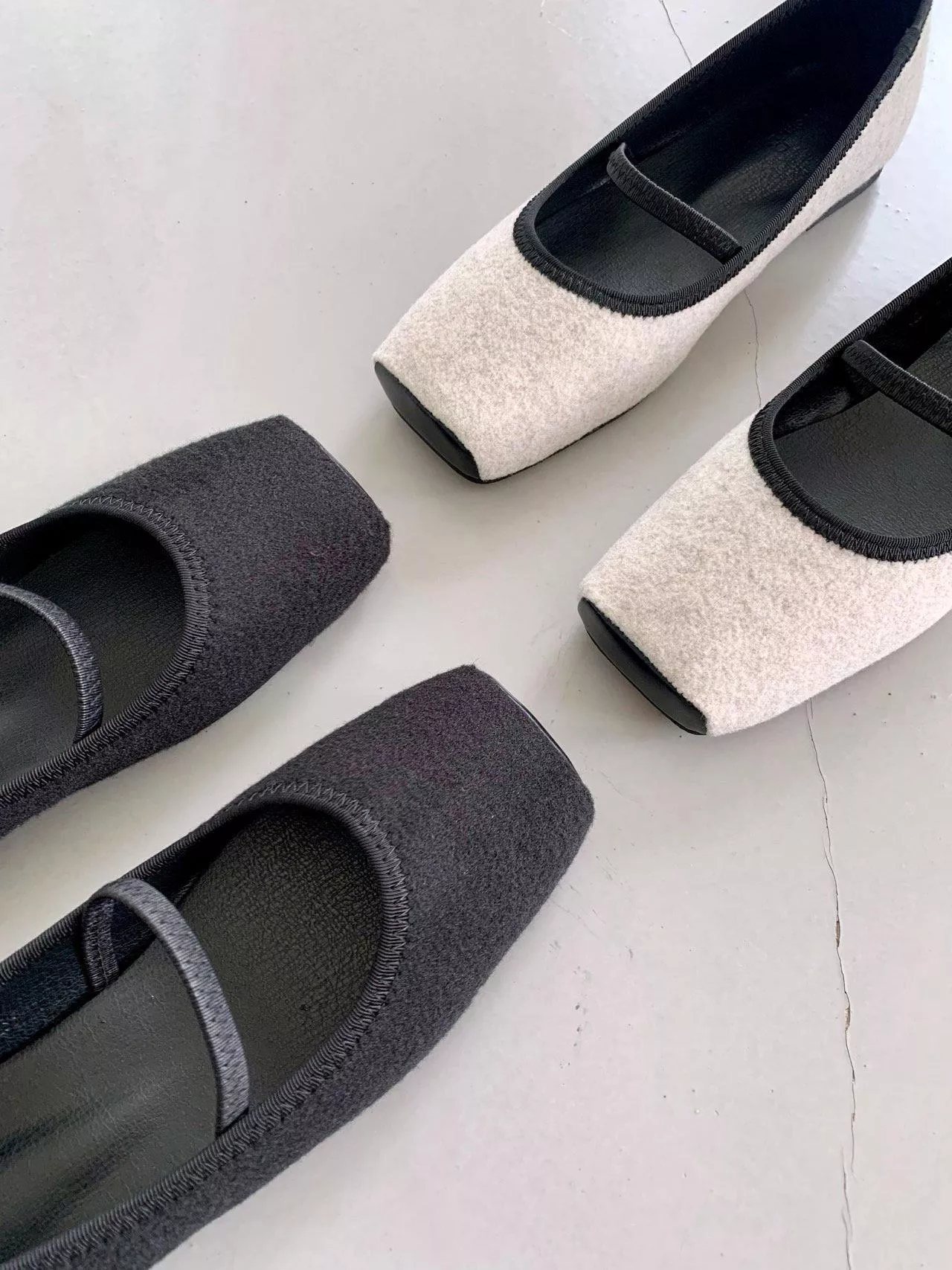 舒適感柔軟鬆緊帶毛呢平底鞋 #423