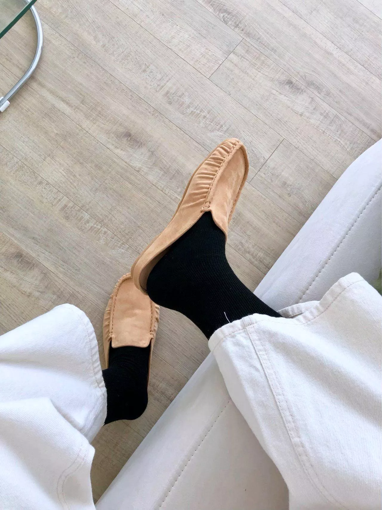 抓皺縫線軟墊麂皮懶人穆勒鞋 #378