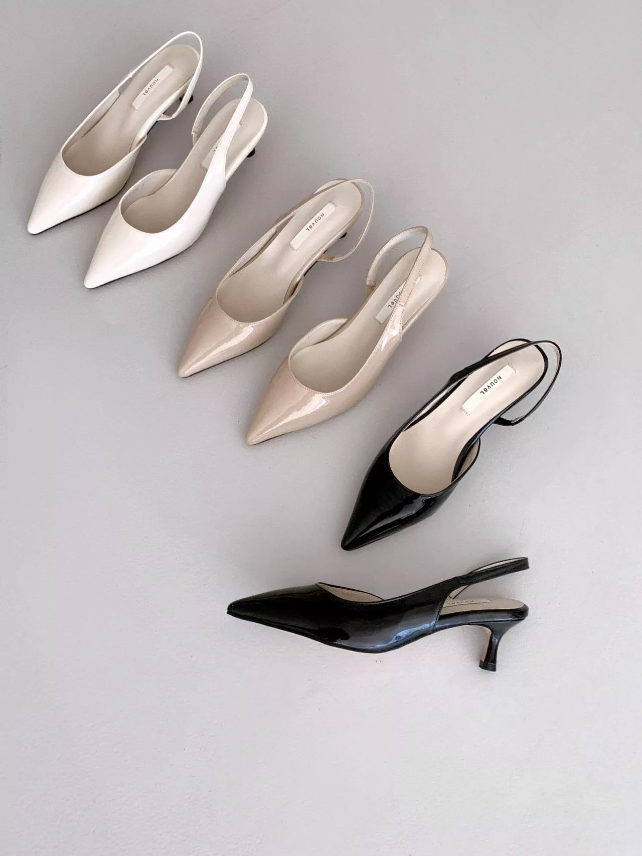 不對稱鏤空帶子漆皮跟鞋 #7221