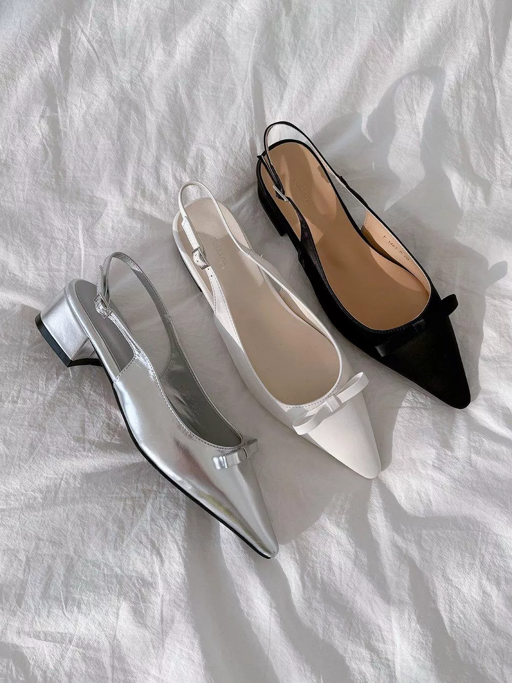 舒適軟墊一字蝴蝶結粗跟鞋 #1461