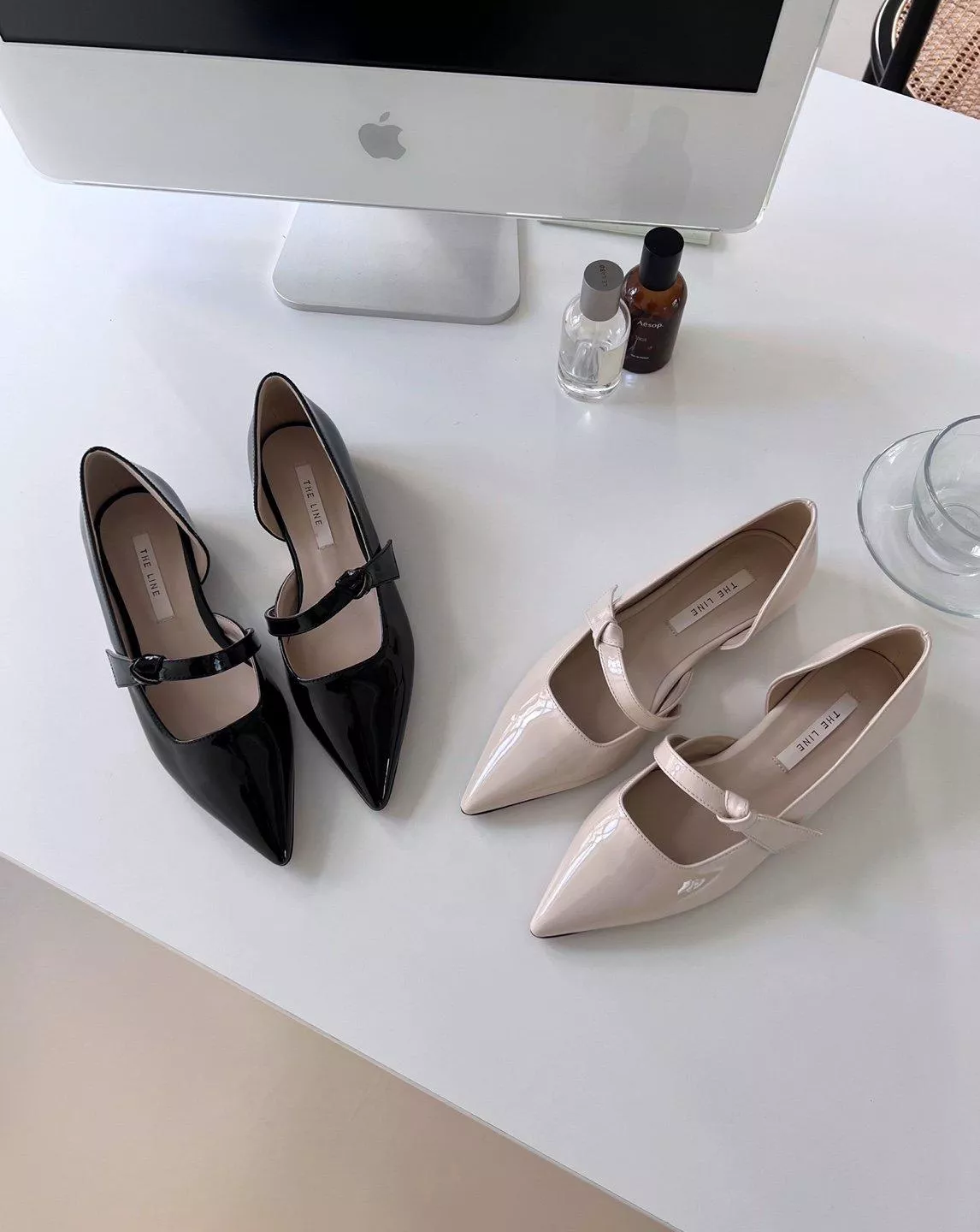 打結一字帶側空尖頭鞋 #2910