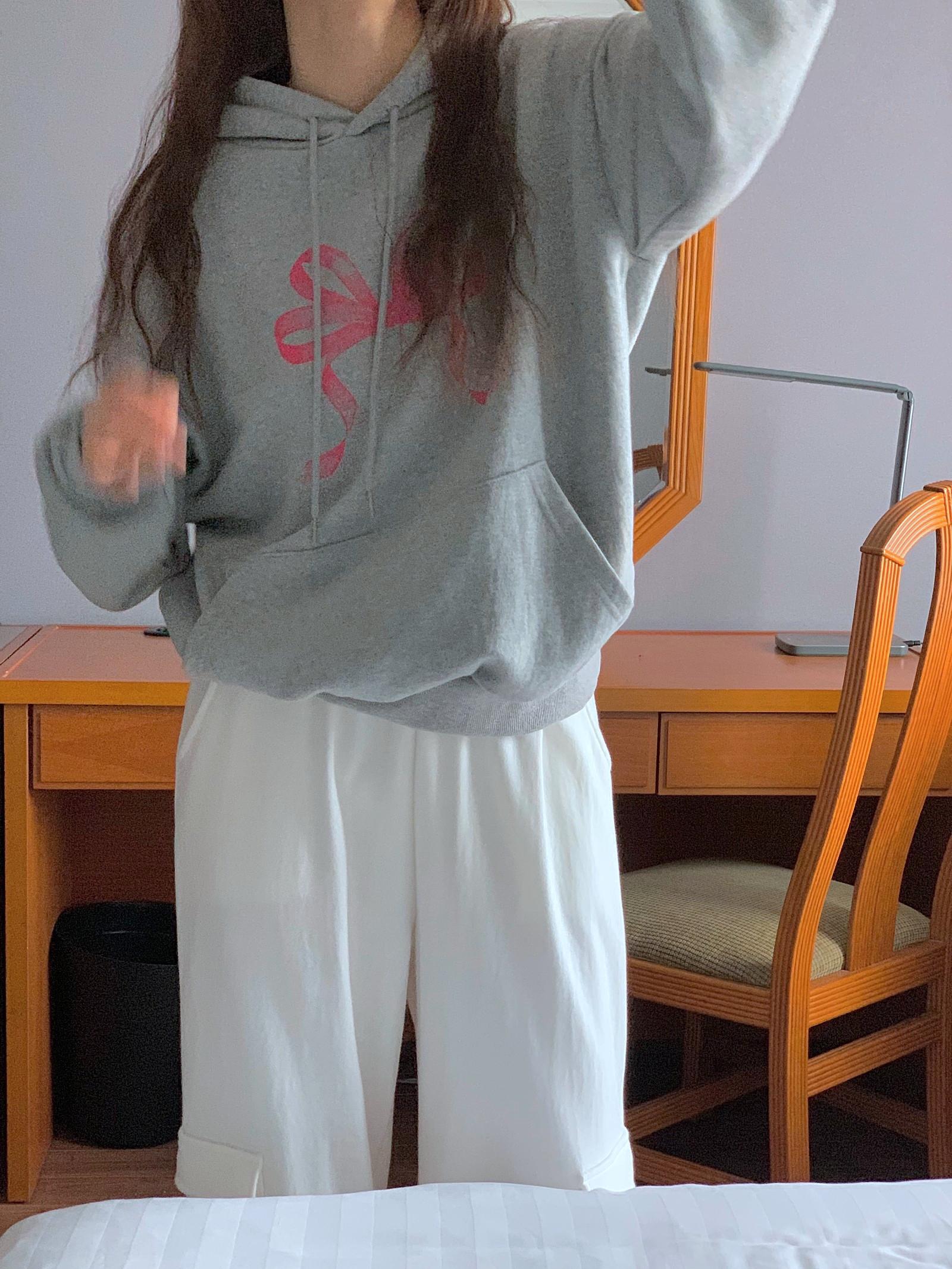蝴蝶結梯形口袋帽T #95128840