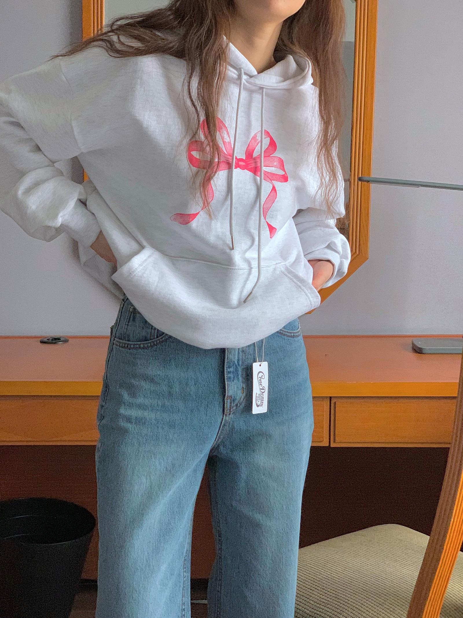 蝴蝶結梯形口袋帽T #95128840