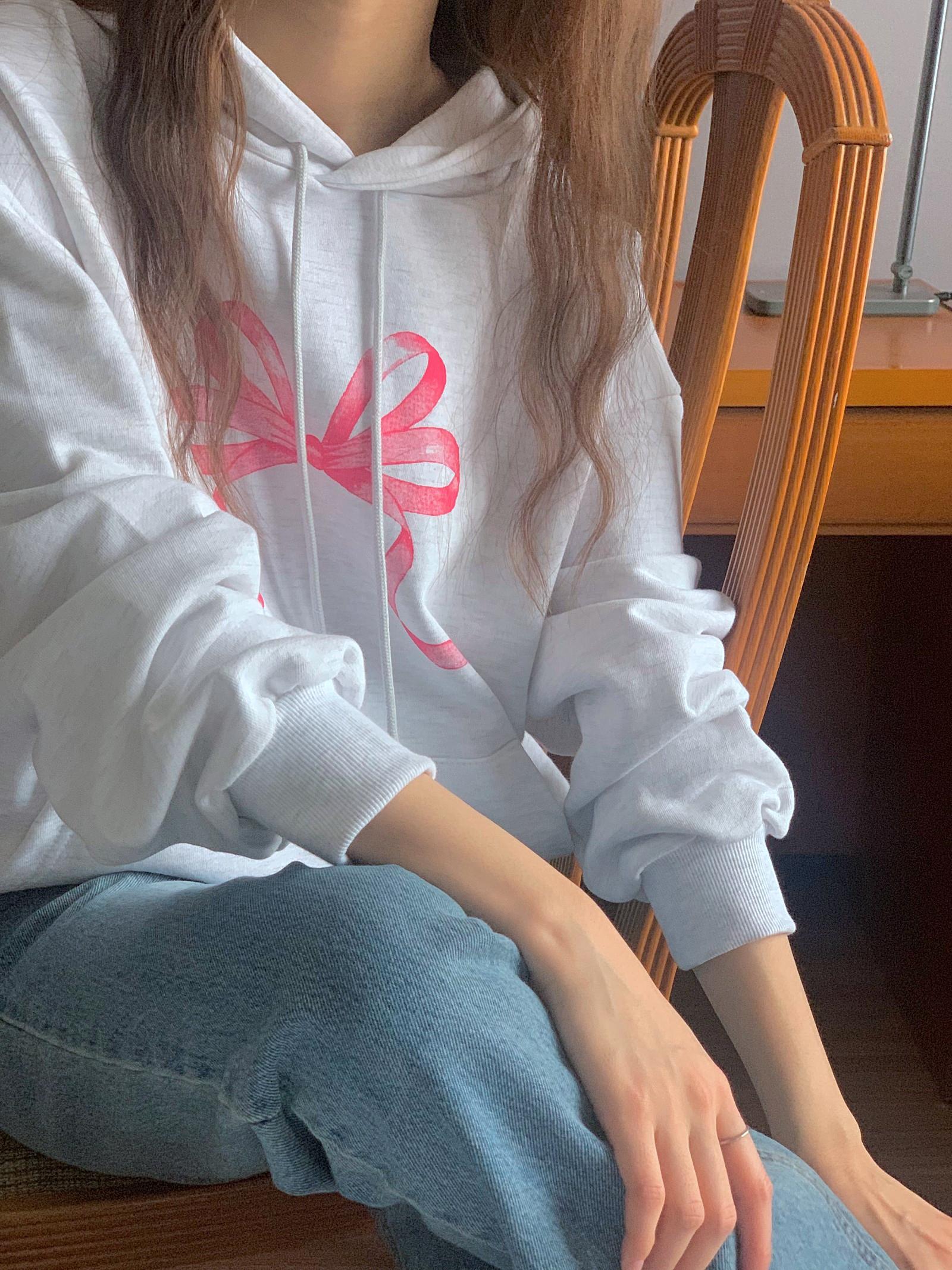 蝴蝶結梯形口袋帽T #95128840