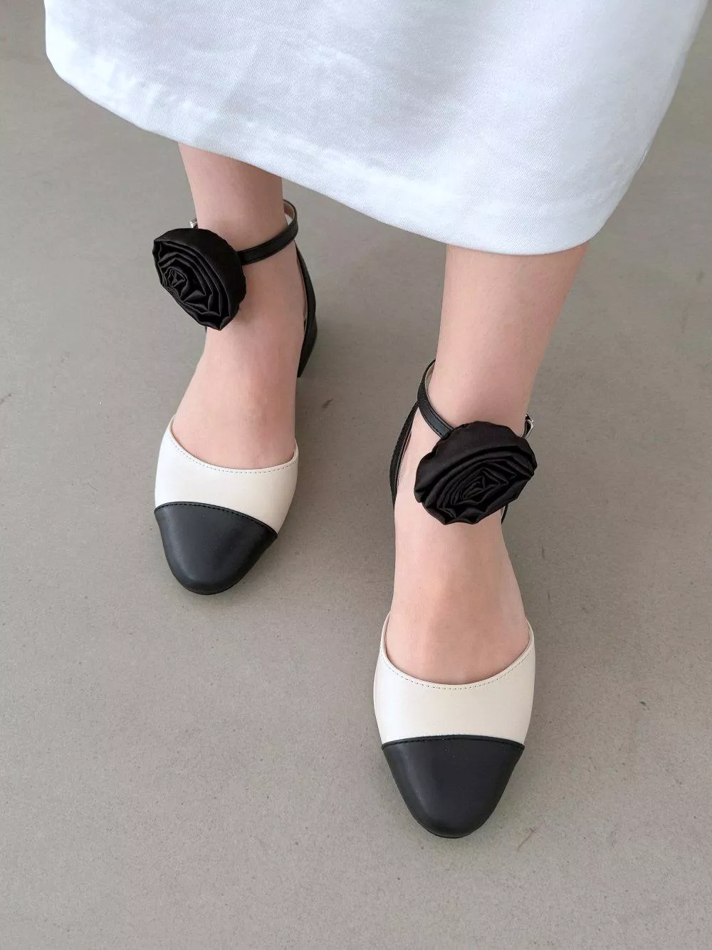 山茶花繞踝帶後空低跟鞋 #3329