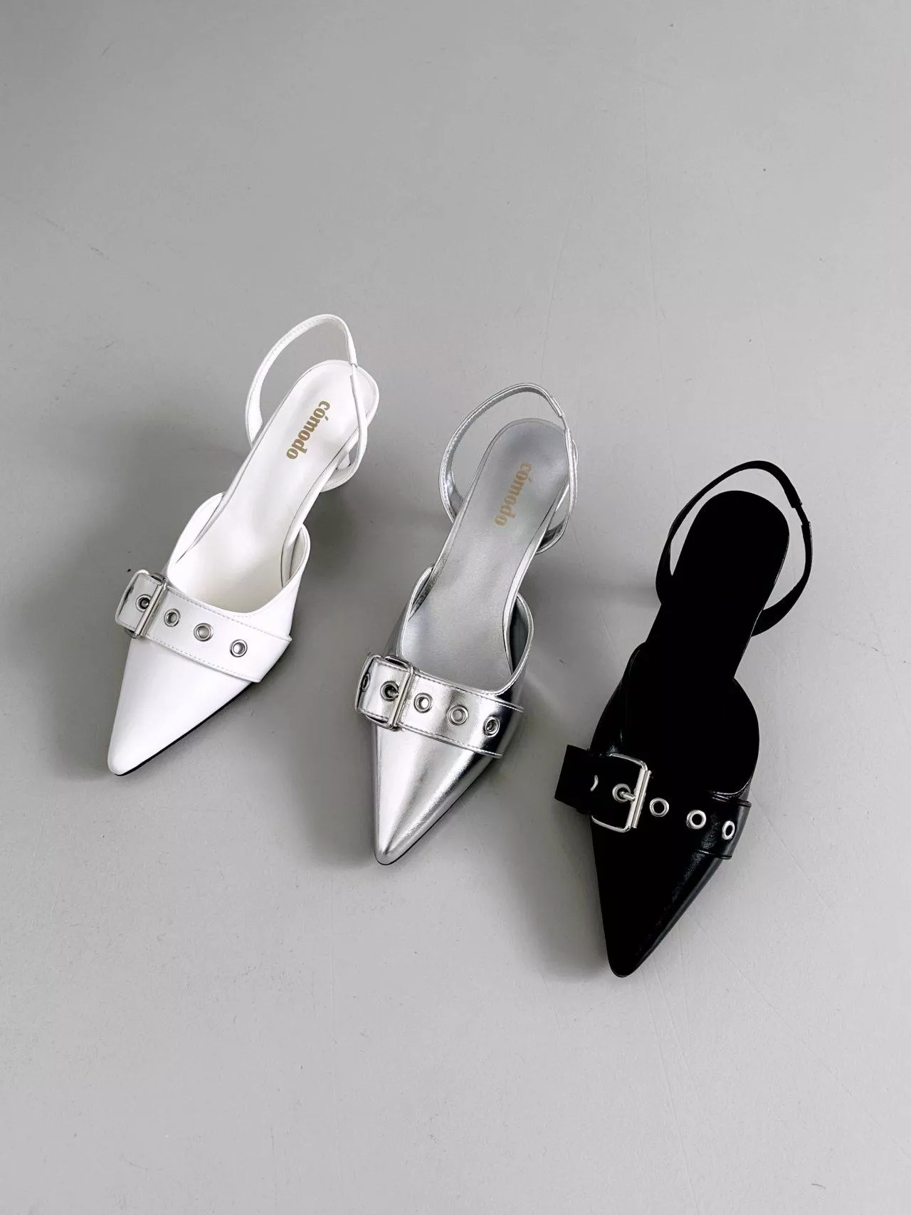 釦環皮帶後空帶子跟鞋 #4115