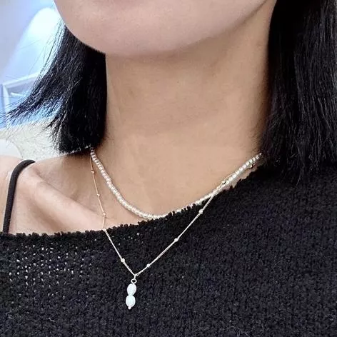 天然淡水珍珠蝴蝶結項鍊 #16583632