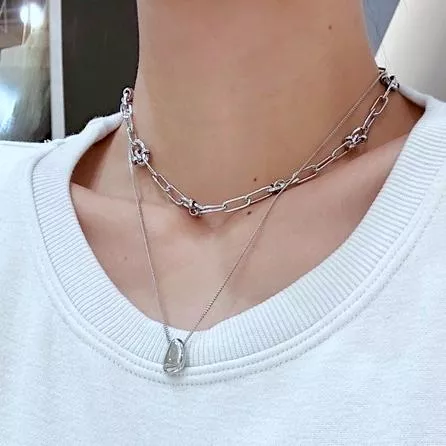 小橢圓鏈條可拆開兩件式項鍊 #16581044