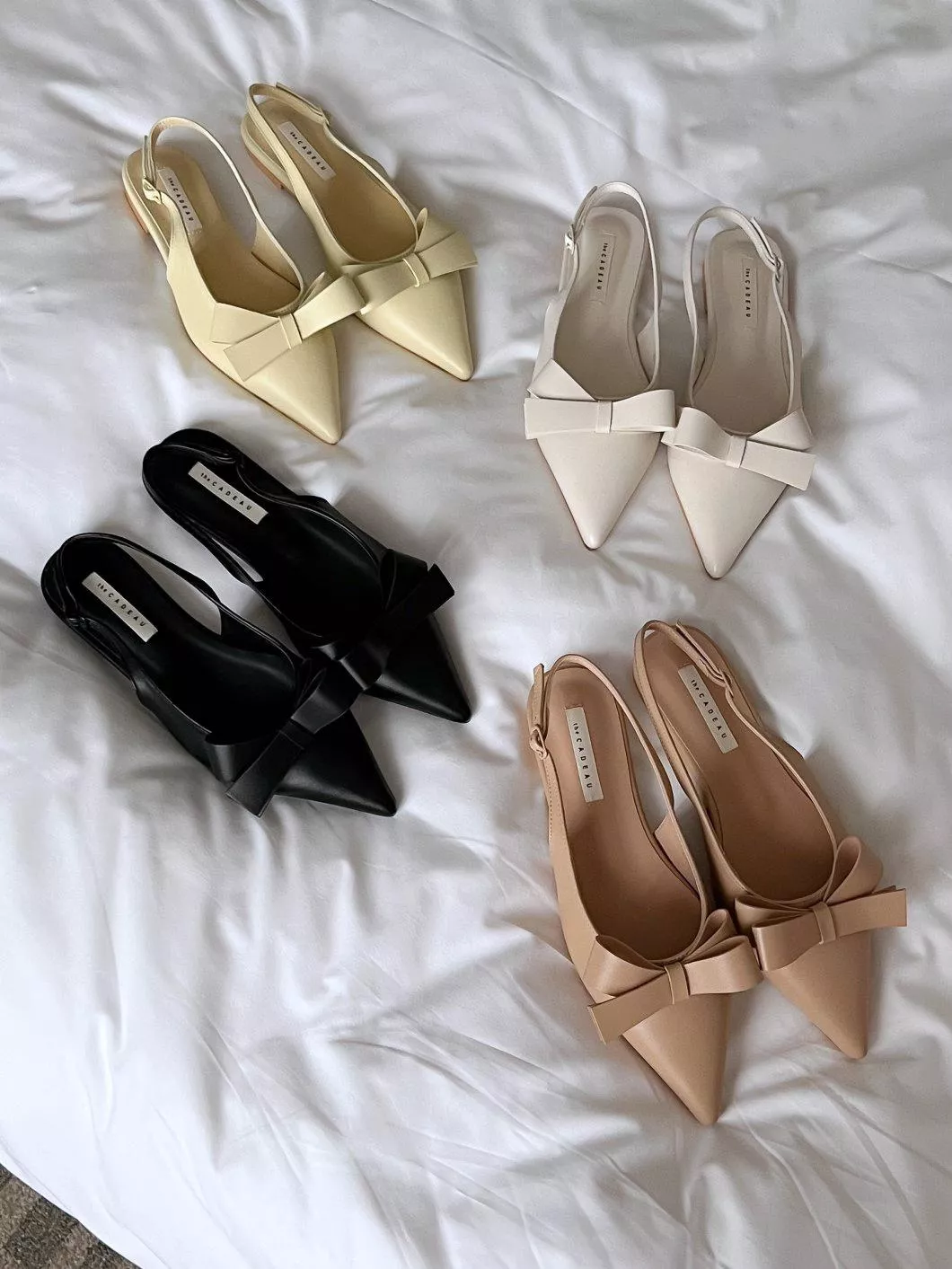 優雅立體蝴蝶結後空帶子尖頭鞋 #2403