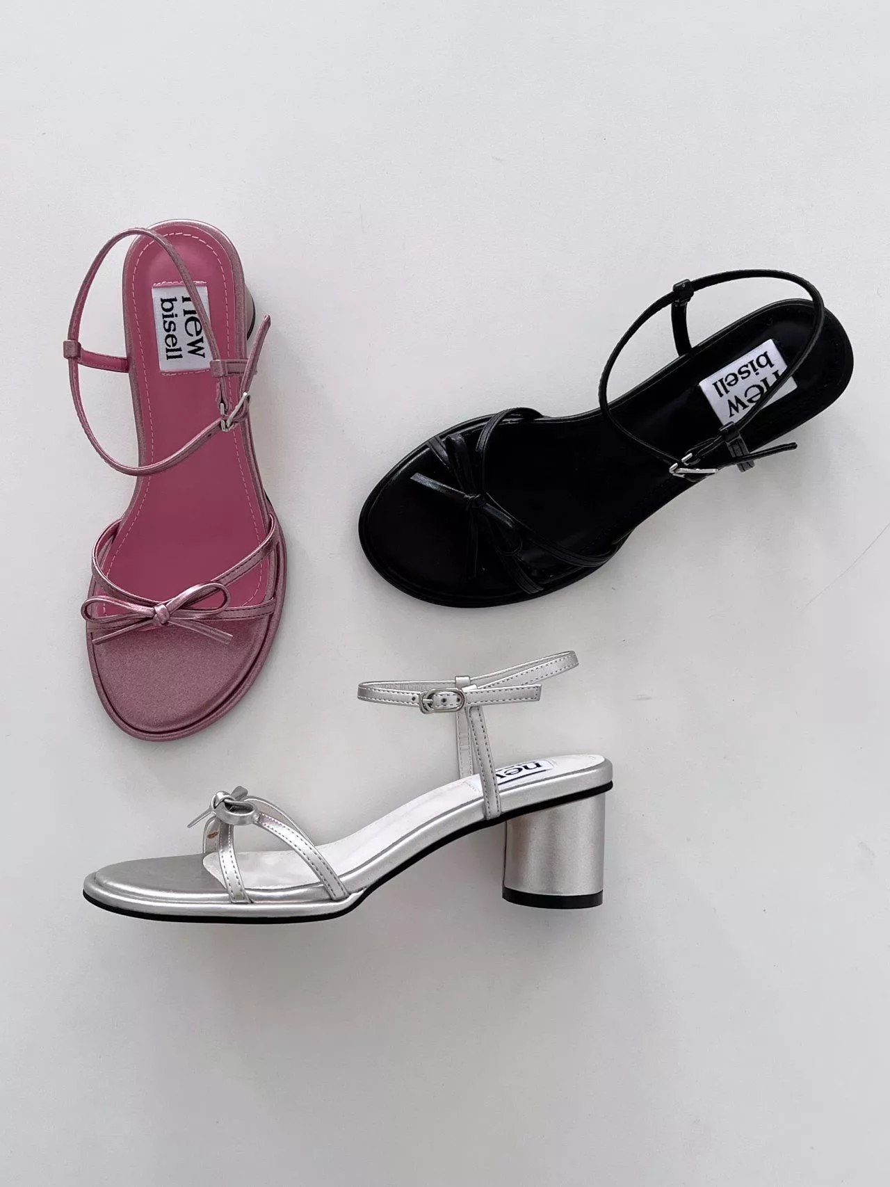 交叉帶蝴蝶結粗跟涼鞋 #1210