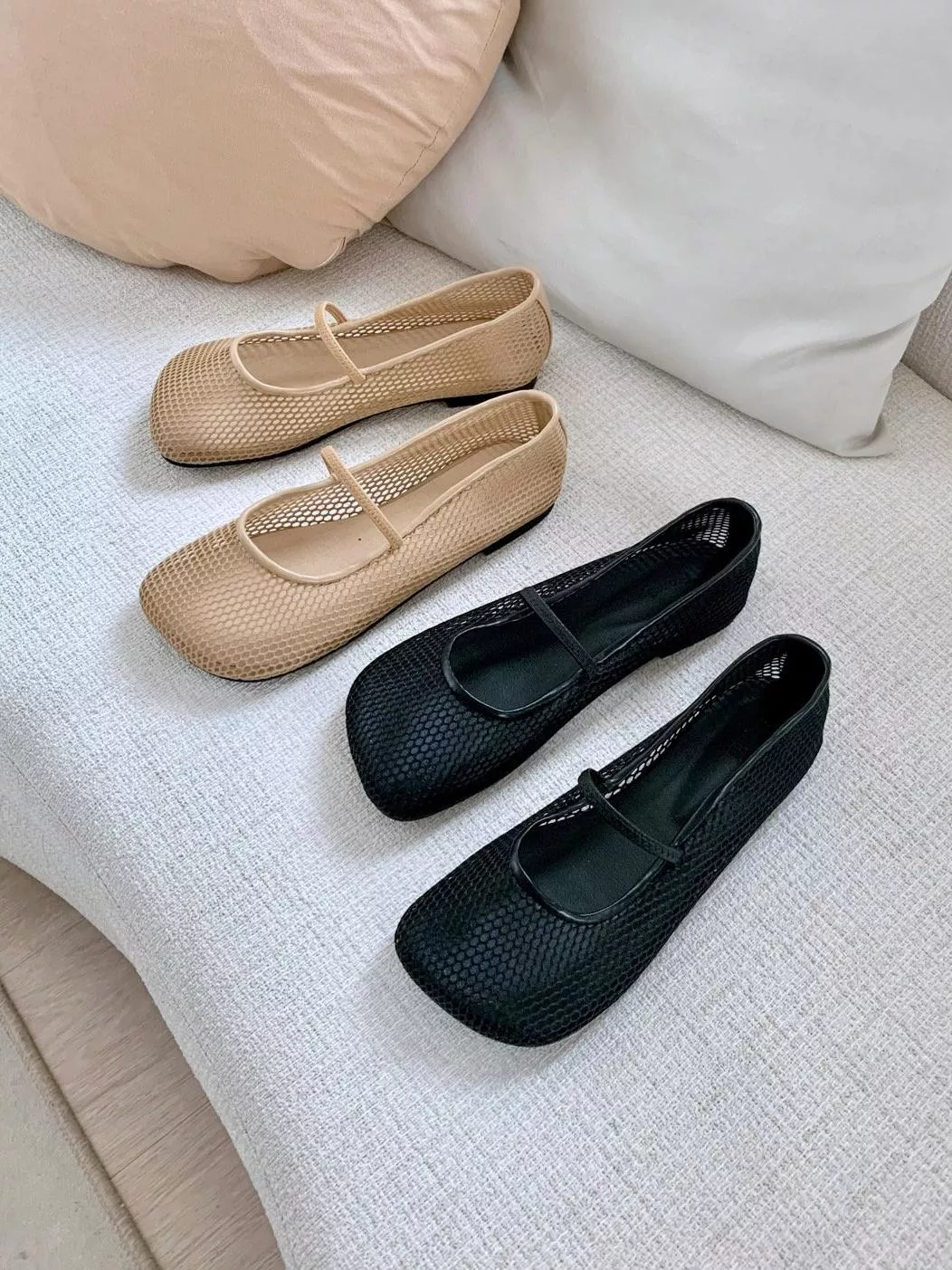 透膚網眼鬆緊帶平底鞋 #457