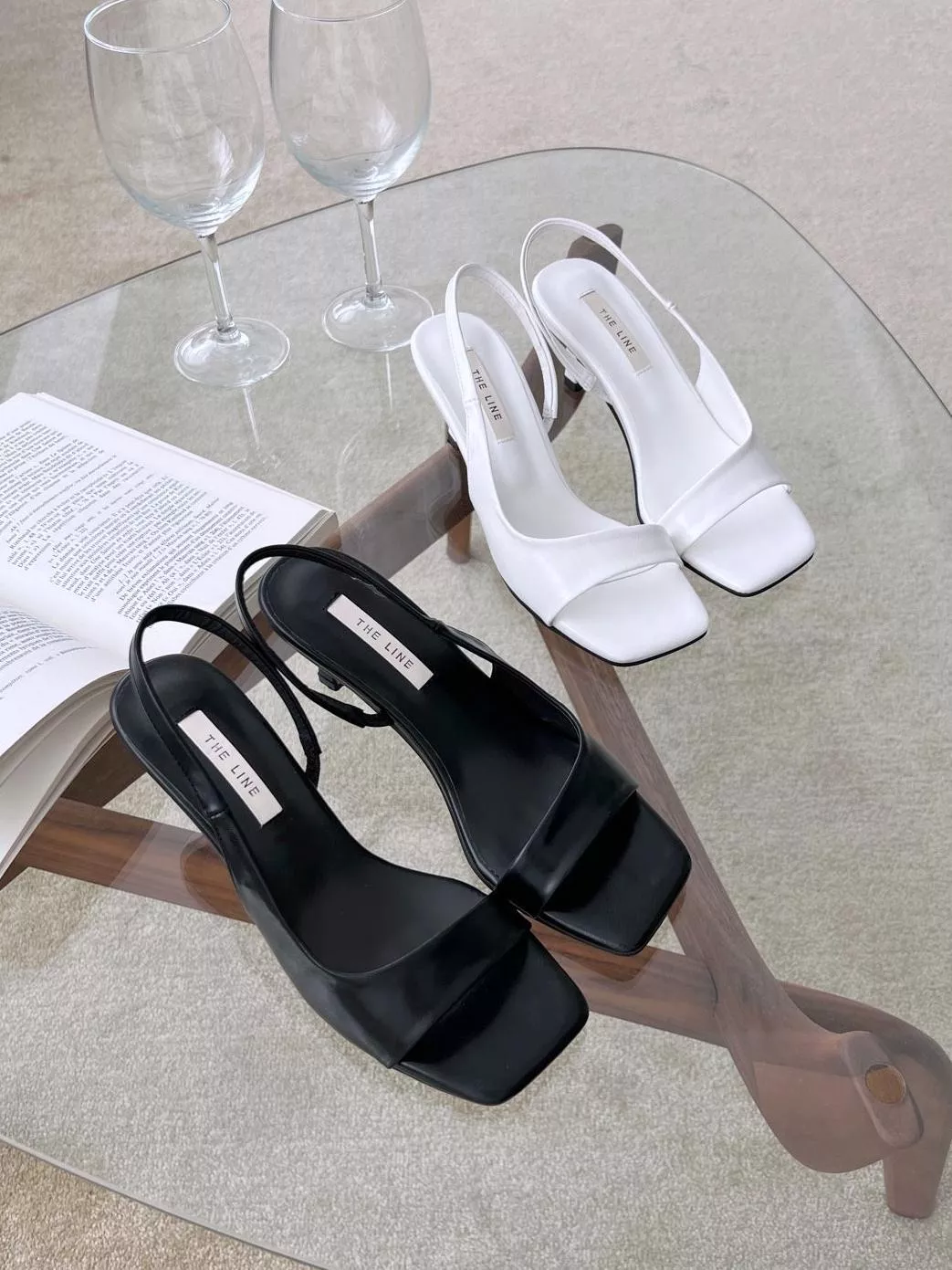 不對稱單邊中空後帶子中跟涼鞋 #2930