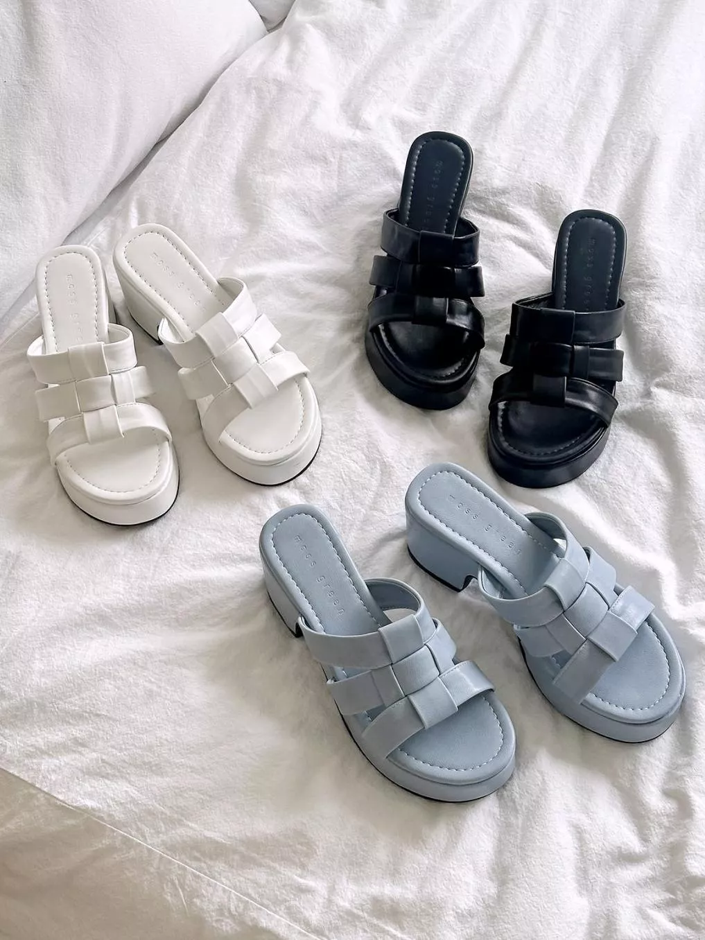 舒適好走編織帶防水台高跟拖鞋 #3891