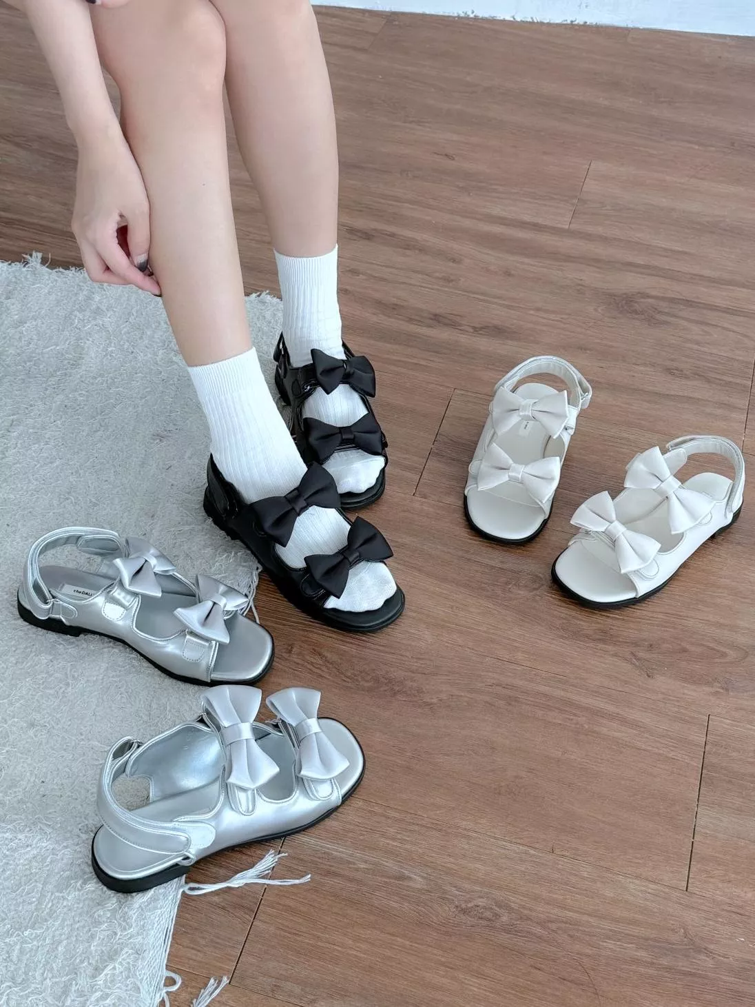 可愛胖胖蝴蝶結後魔鬼氈涼鞋 #8317