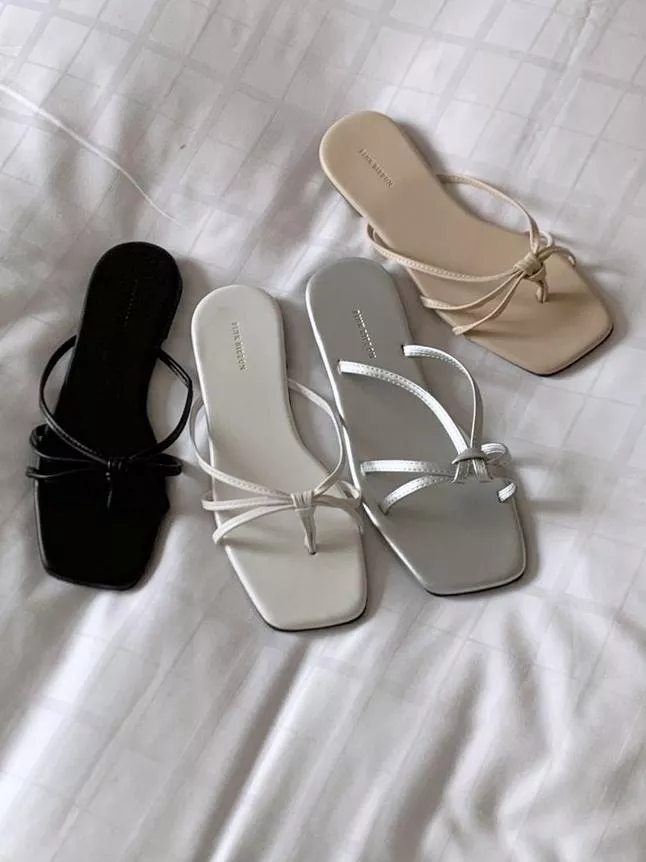 簡單時尚打結帶夾腳拖鞋 #327