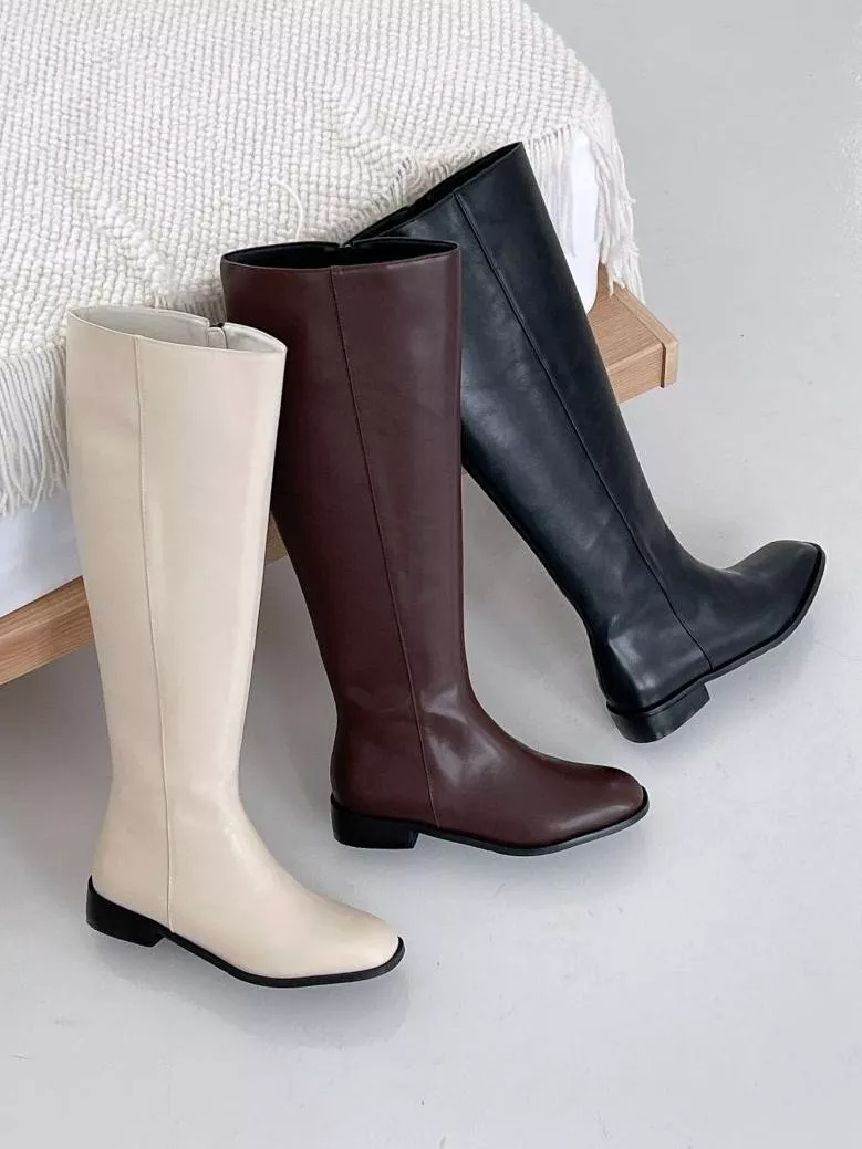 基本款素色好搭配內側拉鍊長靴 #349