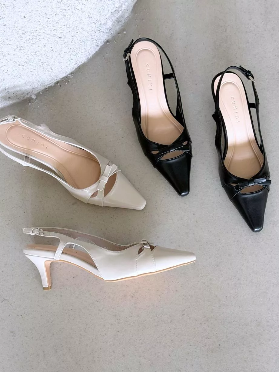 交叉帶蝴蝶結後空中跟鞋 #3226