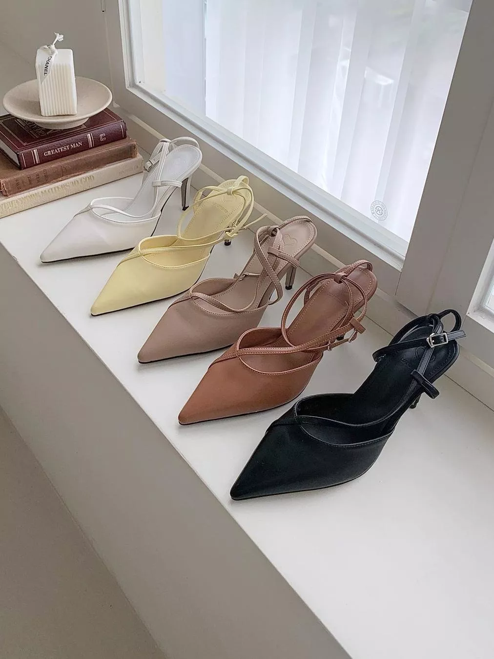 斜切帶繞踝搭釦高跟鞋 #154