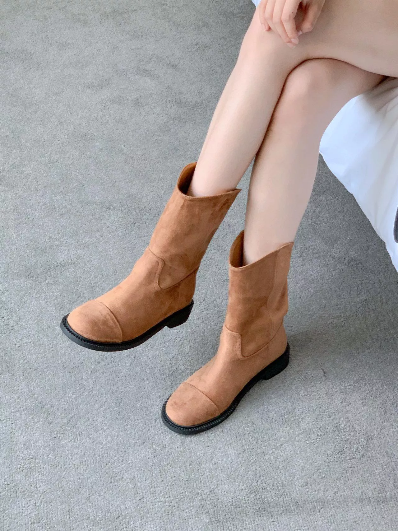 時尚簡約西部風格中筒靴 #3090