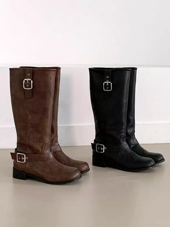 韓網款♡ 西部腰帶裝飾長靴 #5949