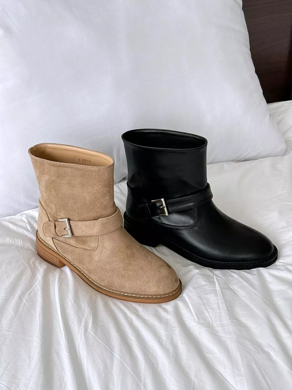 日常基本款皮帶裝飾短靴 #7019