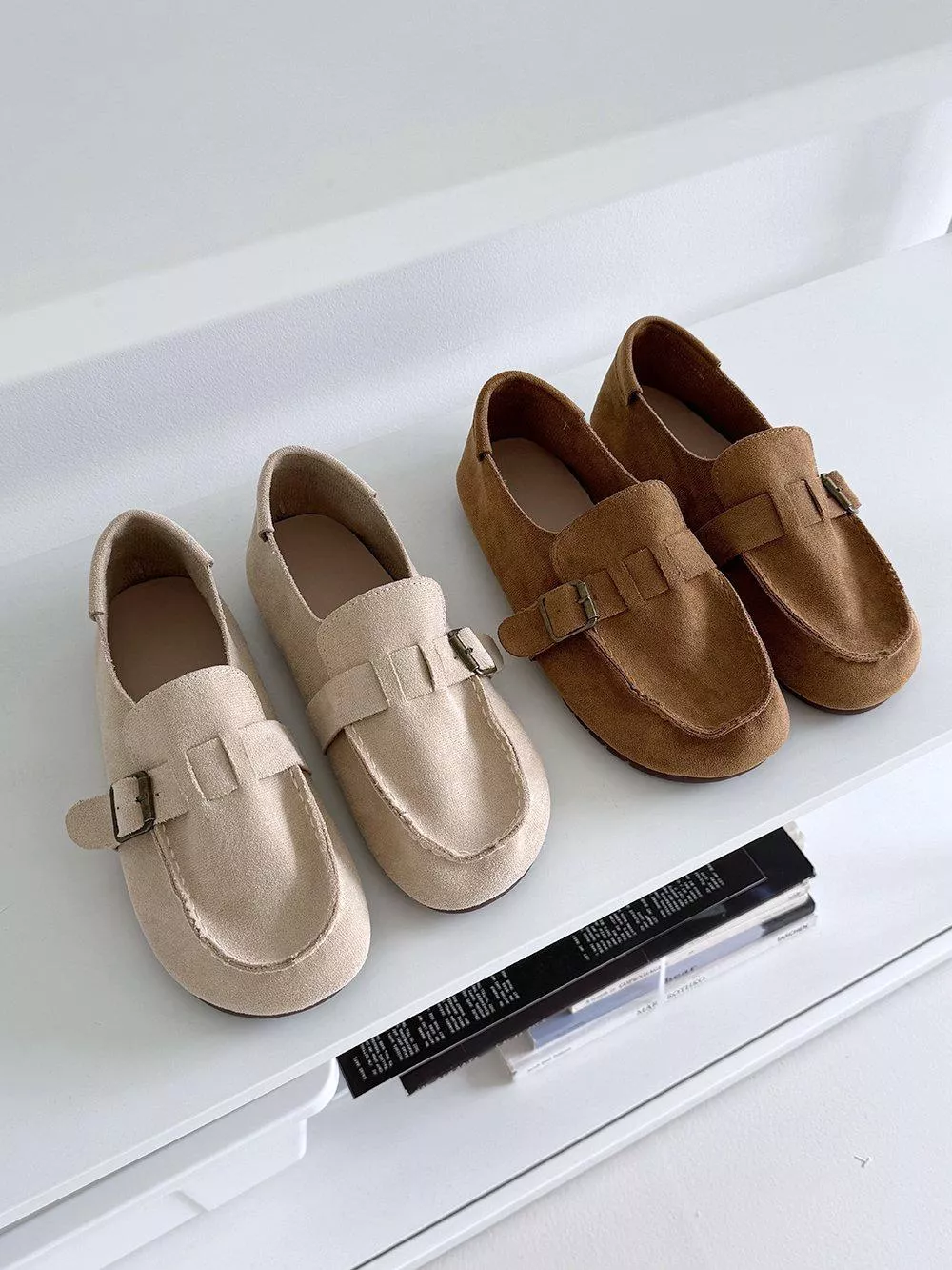 皮帶穿插麂皮懶人樂福鞋 #0515